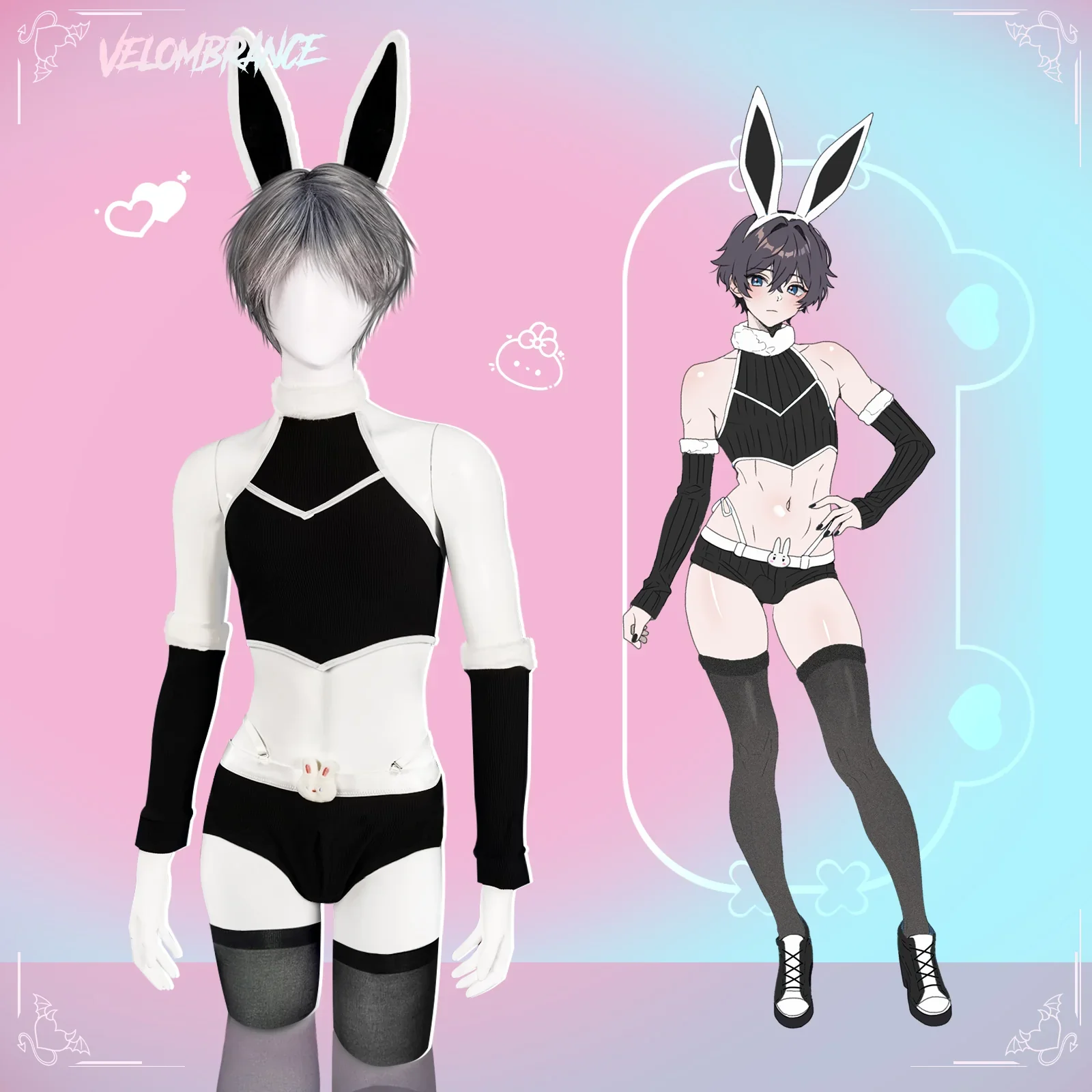 Pre-sale Cosplay Cute Bunny Ear Knitwear (5-Piece Set）AS06 - Image 2
