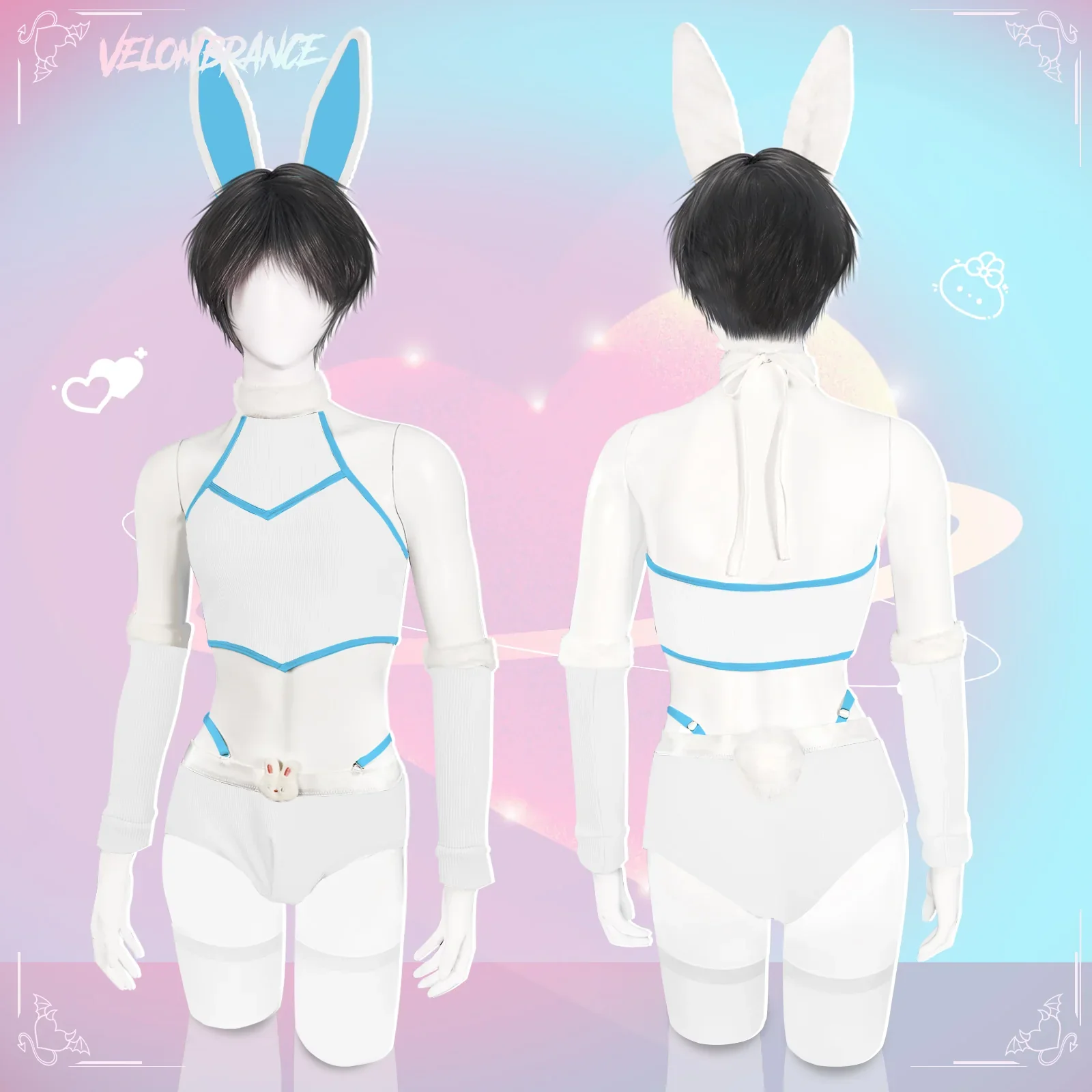 Pre-sale Cosplay Cute Bunny Ear Knitwear (5-Piece Set）AS06 - Image 5