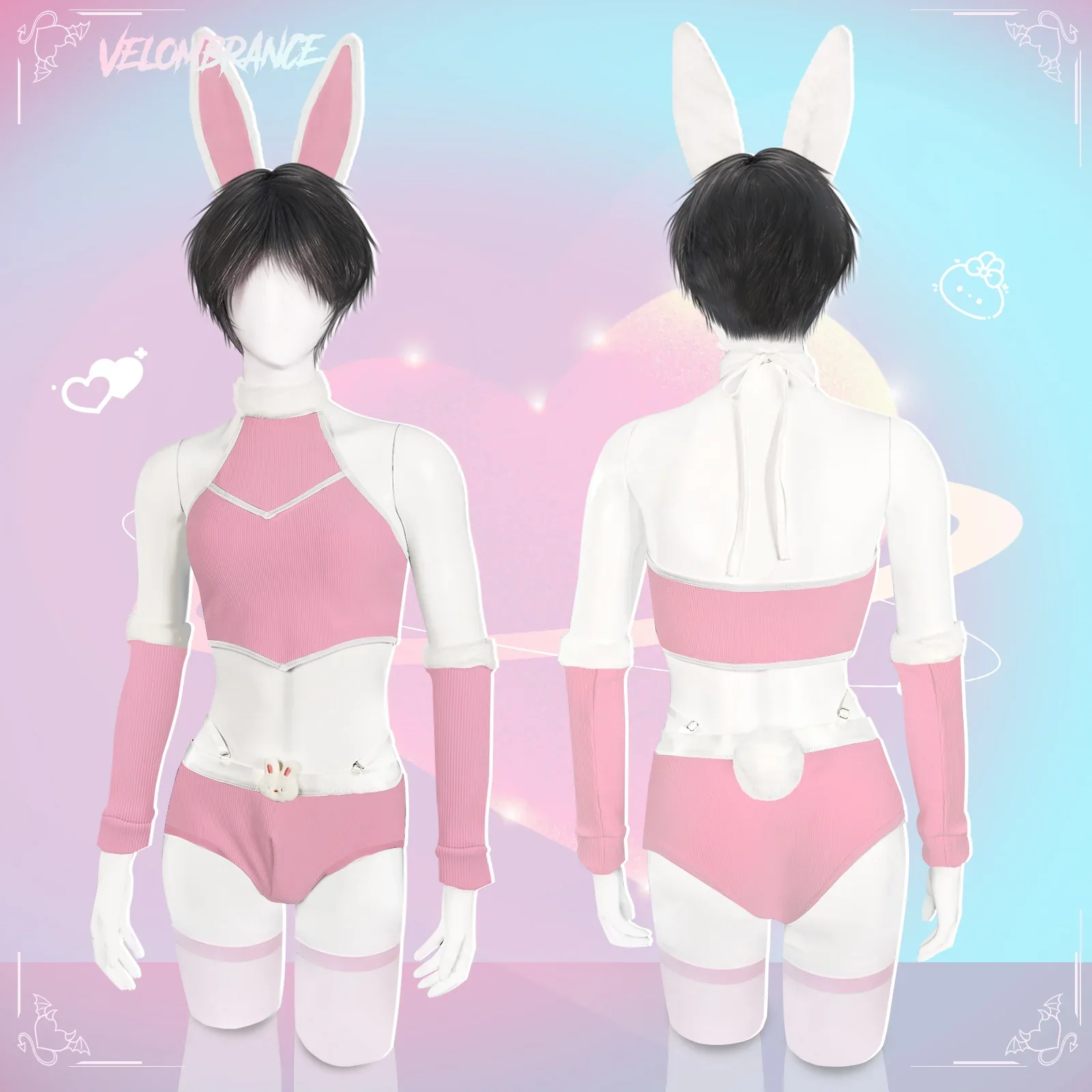 Pre-sale Cosplay Cute Bunny Ear Knitwear (5-Piece Set）AS06 - Image 6