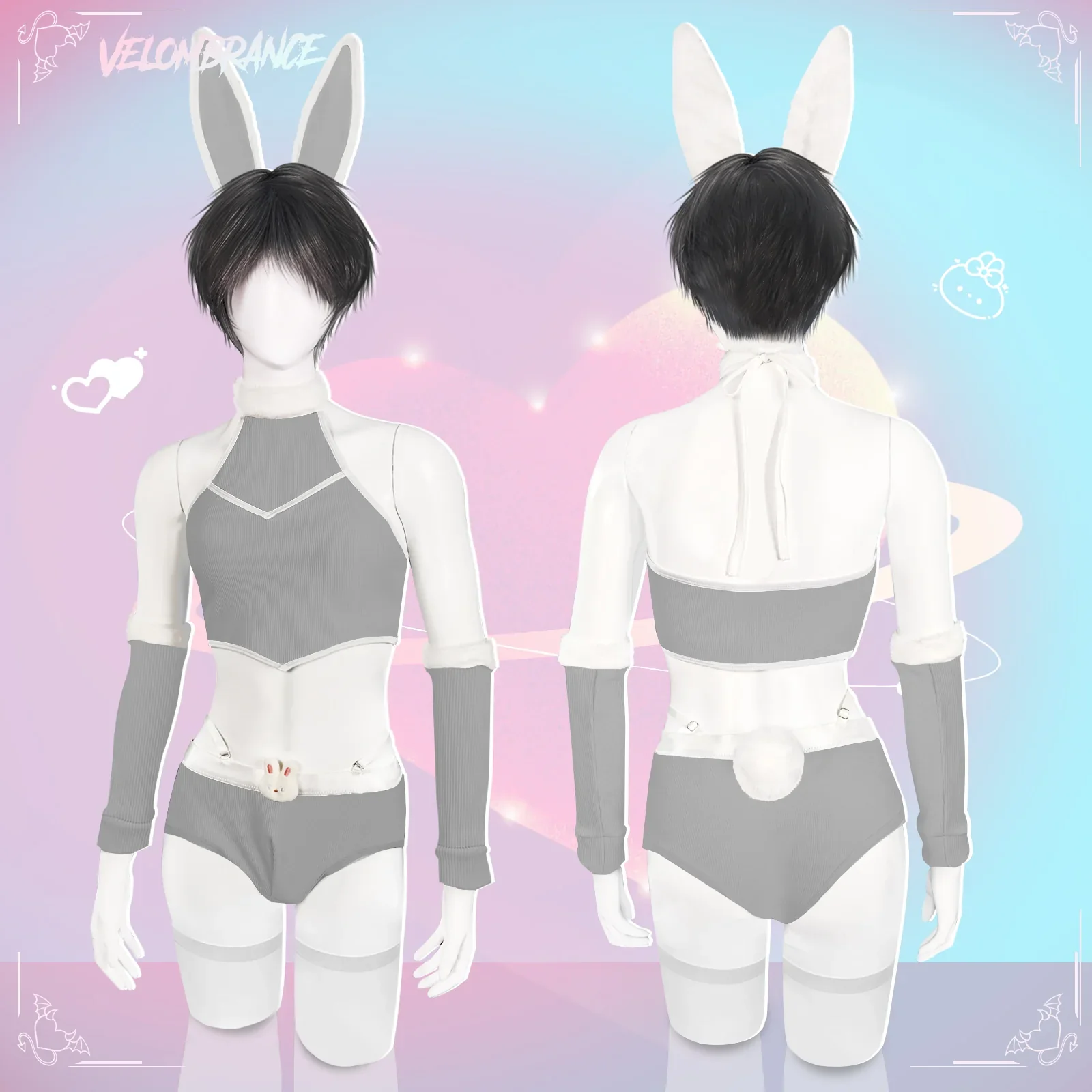 Pre-sale Cosplay Cute Bunny Ear Knitwear (5-Piece Set）AS06 - Image 7