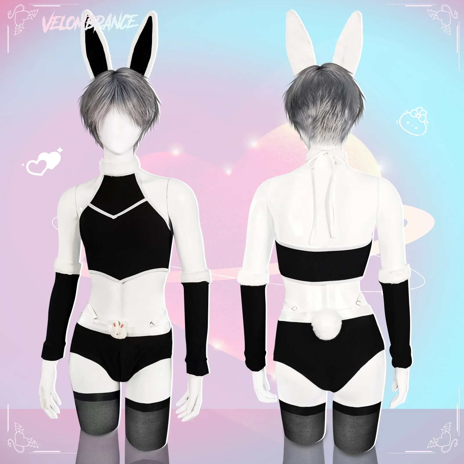 Pre-sale Cosplay Cute Bunny Ear Knitwear (5-Piece Set）AS06 - Image 8