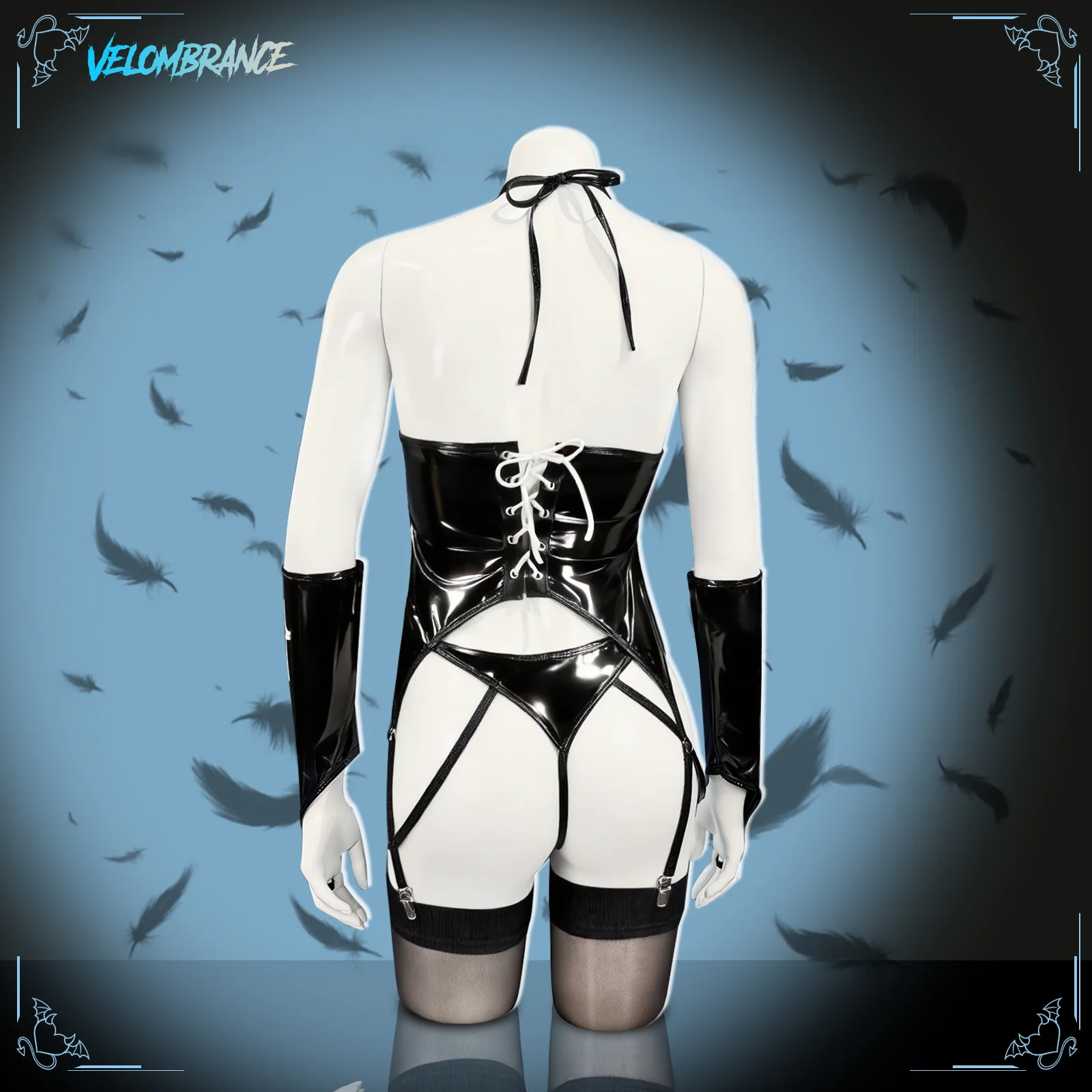 Dark Cross Wings Strappy Outfit (4-Piece Set) AS07 - Image 3
