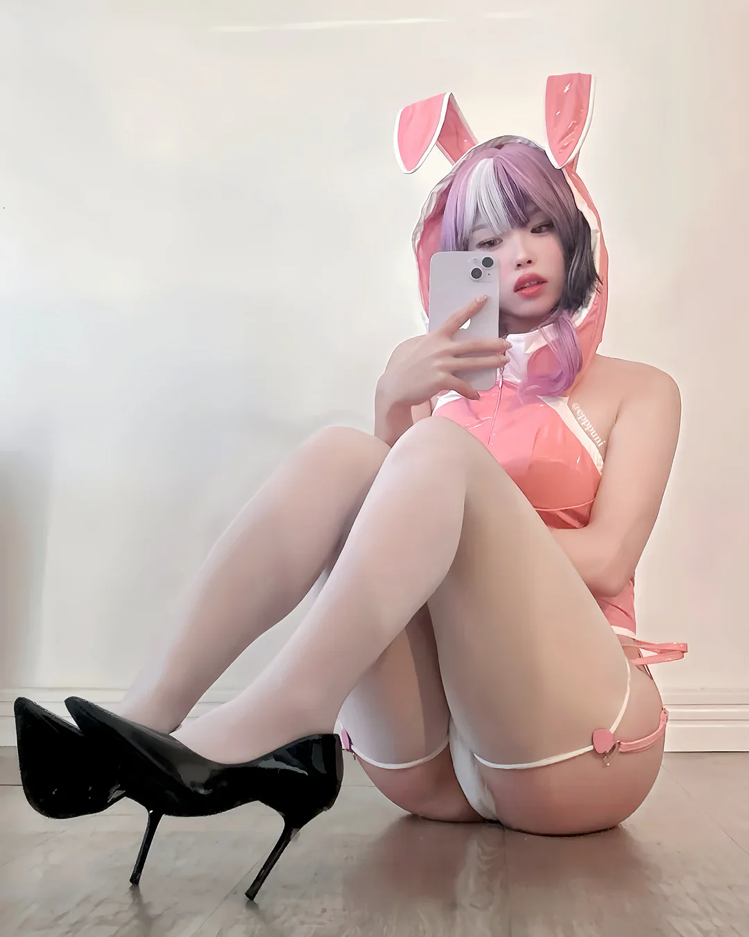 Pink Bunny Hoodie Bodysuit Lingerie HA2937 - Image 3