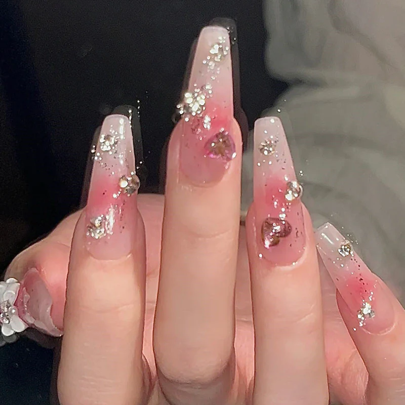 Premium Blush Stacked Drill Nail Patches   HA0816 - Image 2