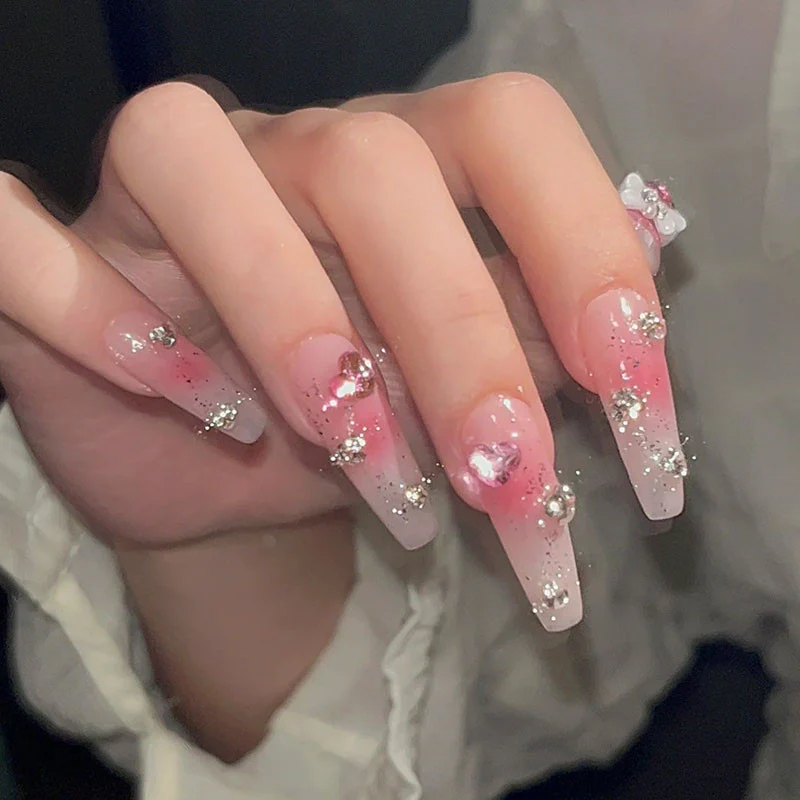 Premium Blush Stacked Drill Nail Patches   HA0816 - Image 3