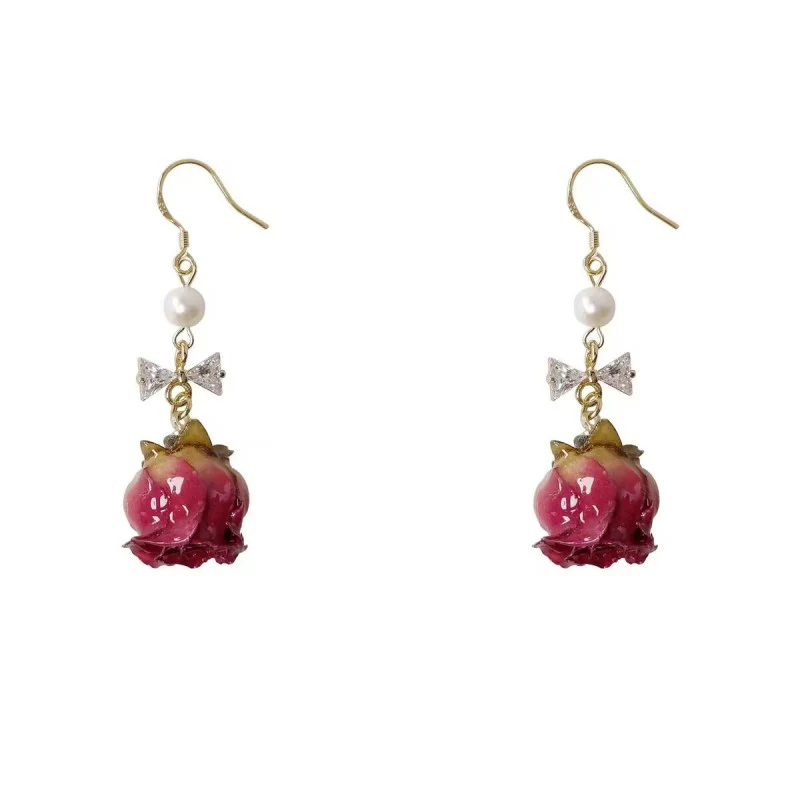 Preserved rose dried flower earrings   HA2036 - Image 5
