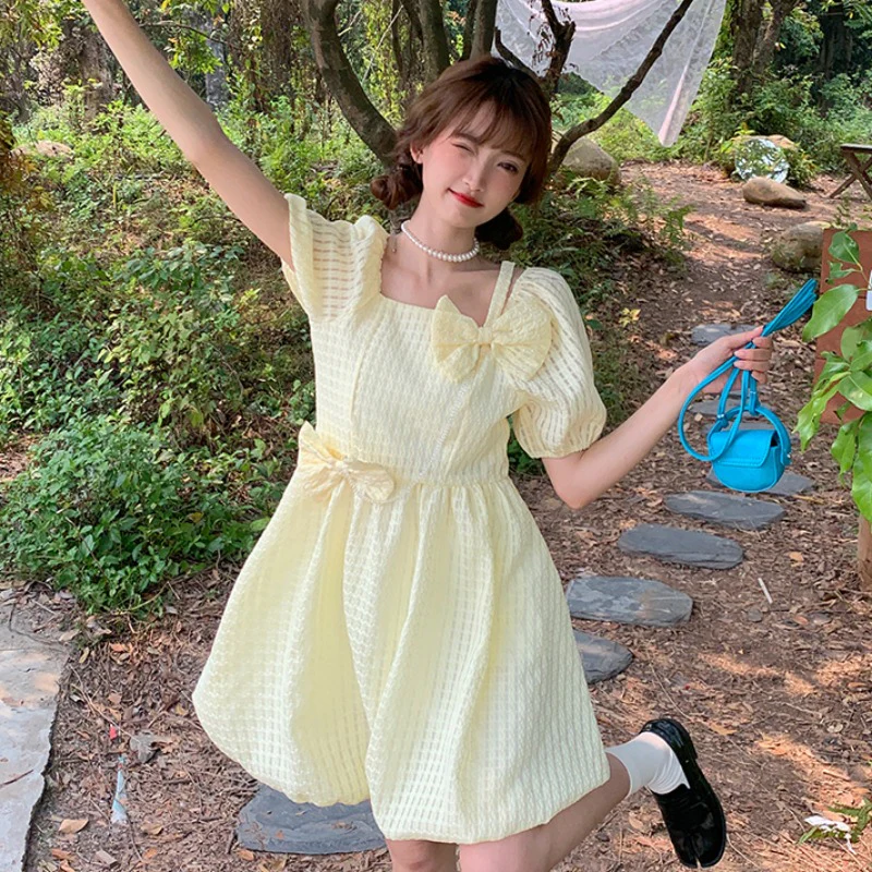 Puff sleeve bow dress  HA0368 - Image 2