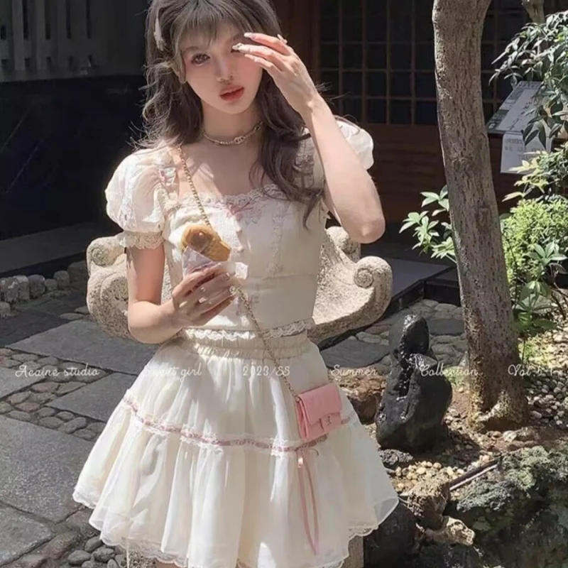 Puff sleeve shirt tutu skirt two piece set    HA2203 - Image 3