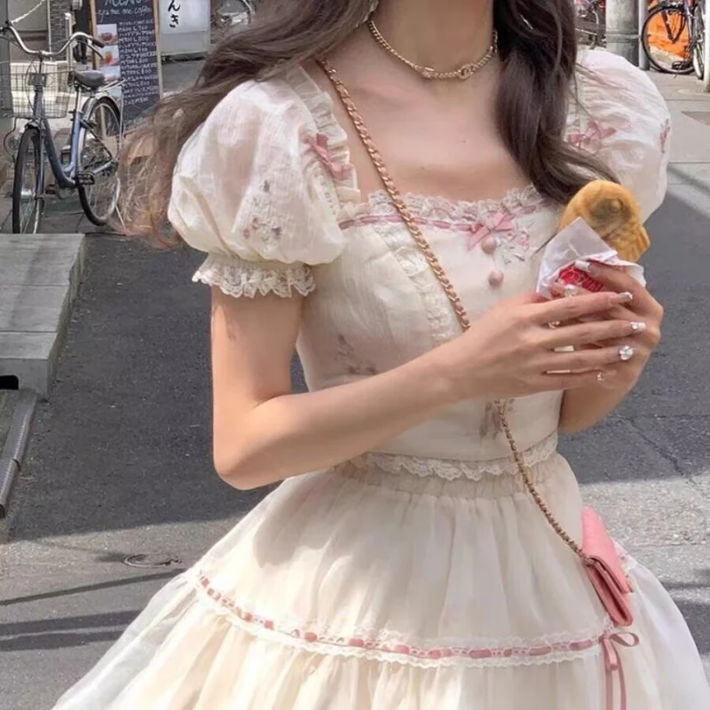 Puff sleeve shirt tutu skirt two piece set    HA2203 - Image 7
