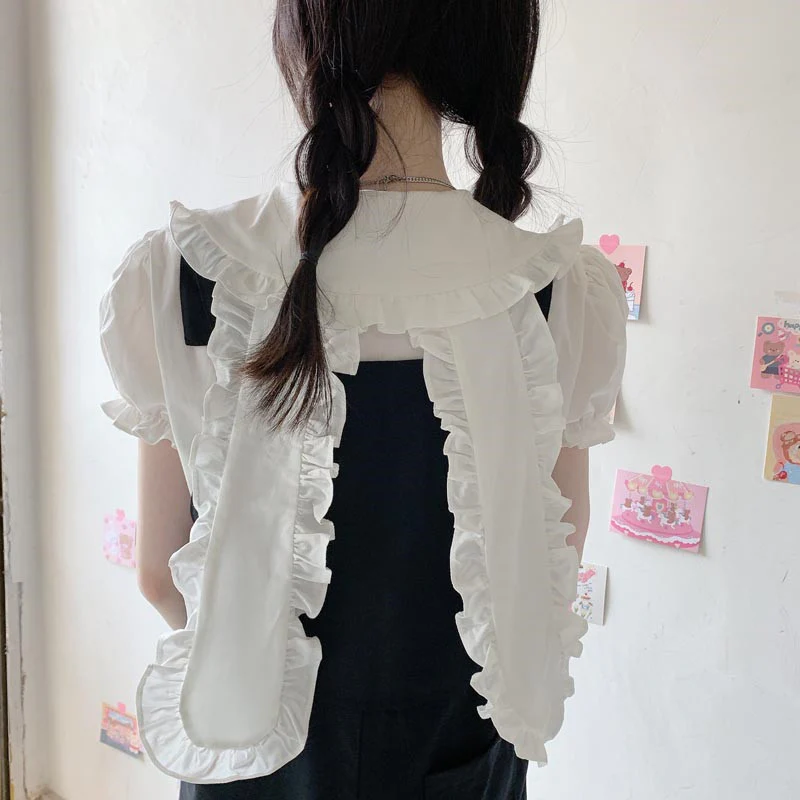 Puff Sleeve White Shirt Top    HA0748 - Image 2