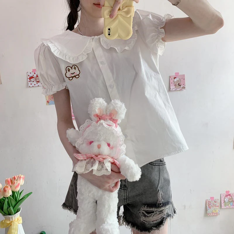 Puff Sleeve White Shirt Top    HA0748 - Image 4