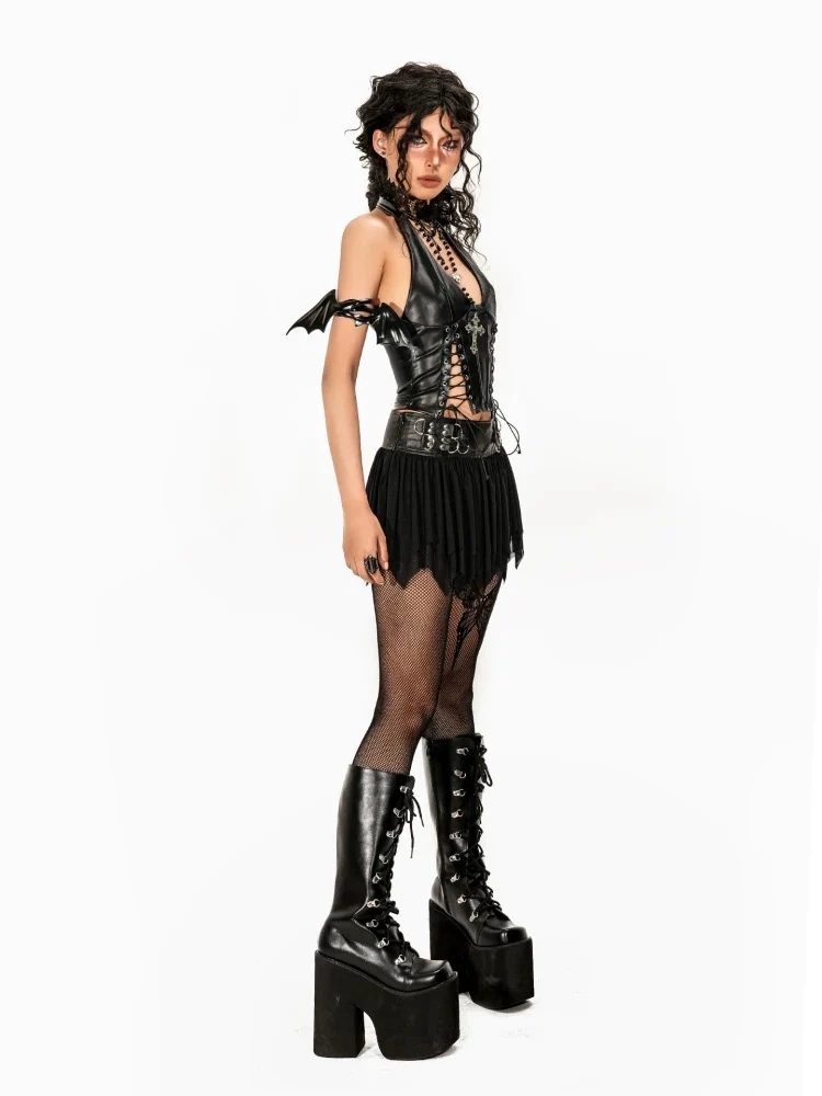Punk PU Halter Top HA29714 - Image 5