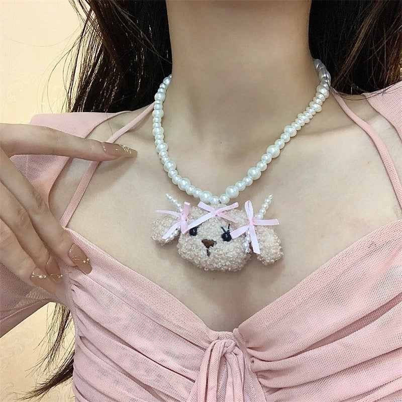 Puppy Pearl Necklace HA2337 - Image 4