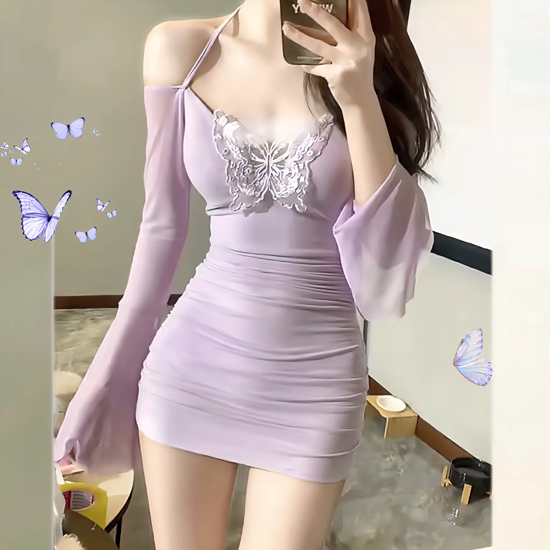 Purple bow dress HA2487 - Image 2