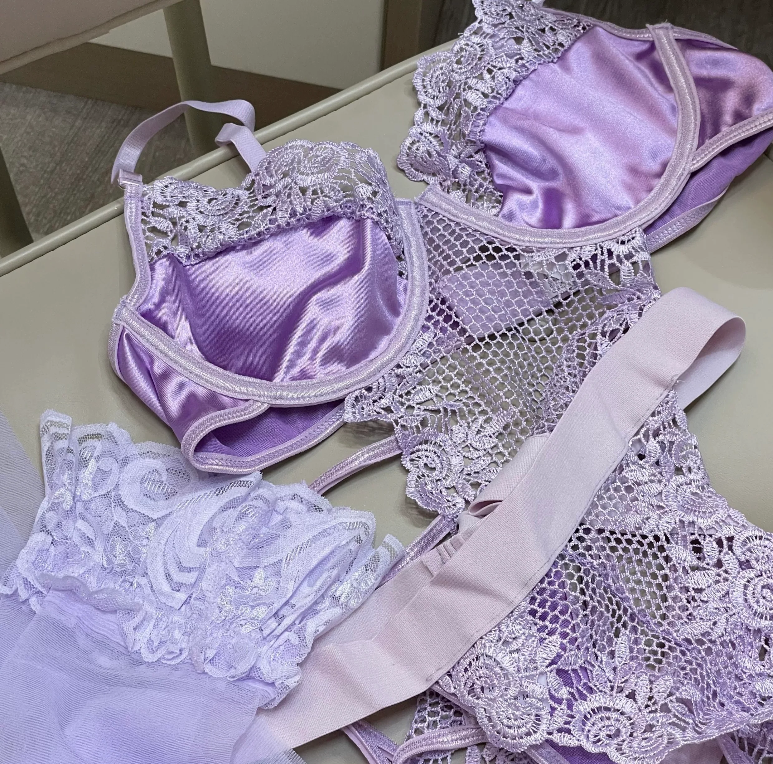 Purple lace underwear set HA2707 - Image 4