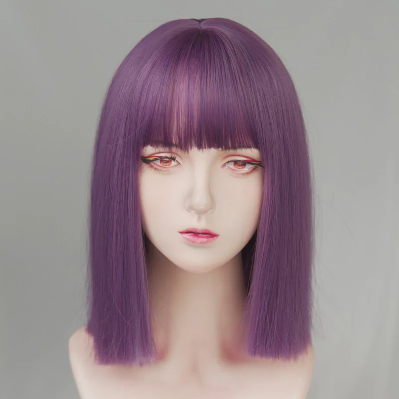 Purple Medium Length Straight Hair Wig   HA1670 - Image 5