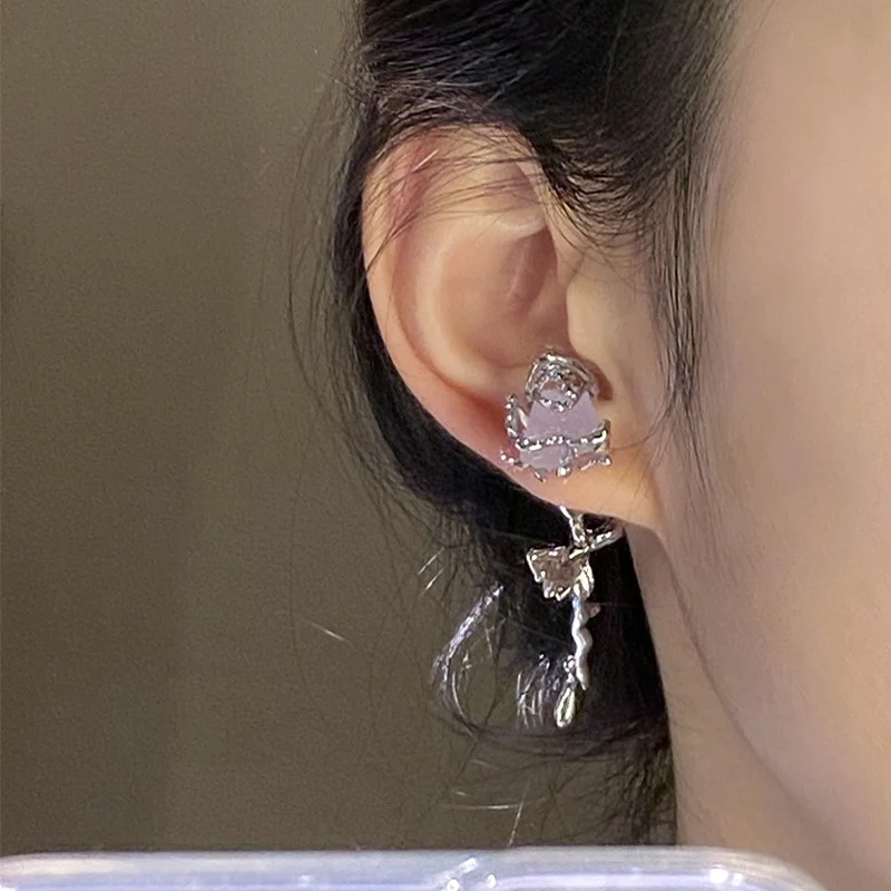 Purple Mineral Rose Earrings   HA1791 - Image 2