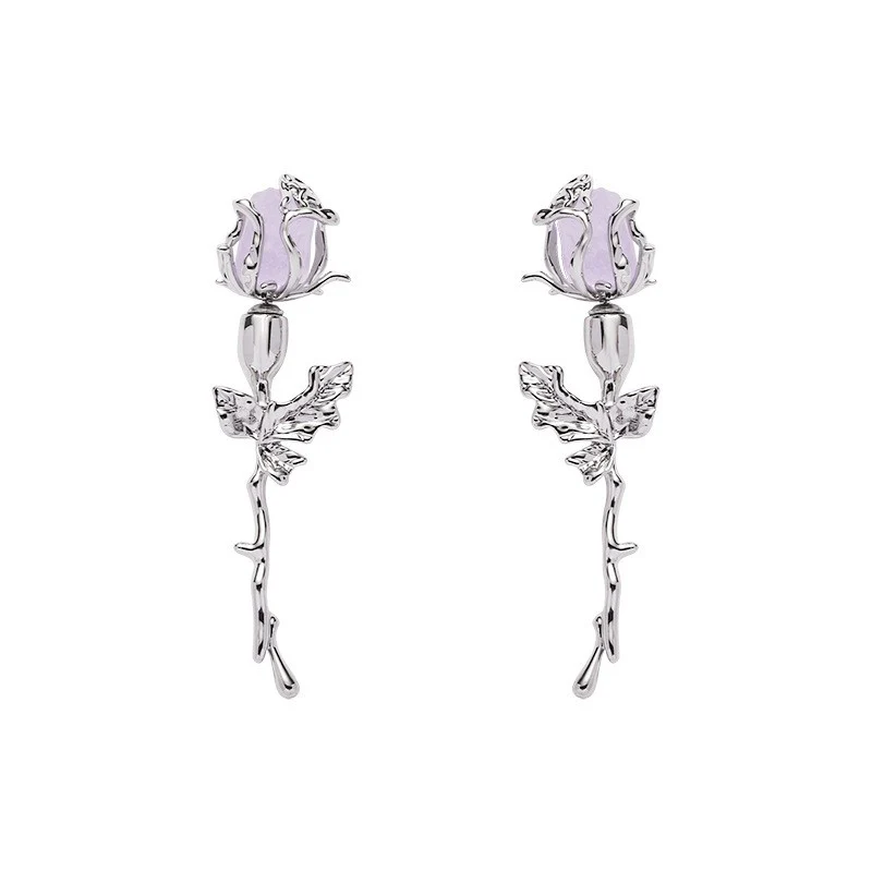 Purple Mineral Rose Earrings   HA1791 - Image 4