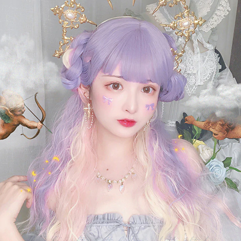 Purple pink gradient long curly hair HA0360 - Image 2