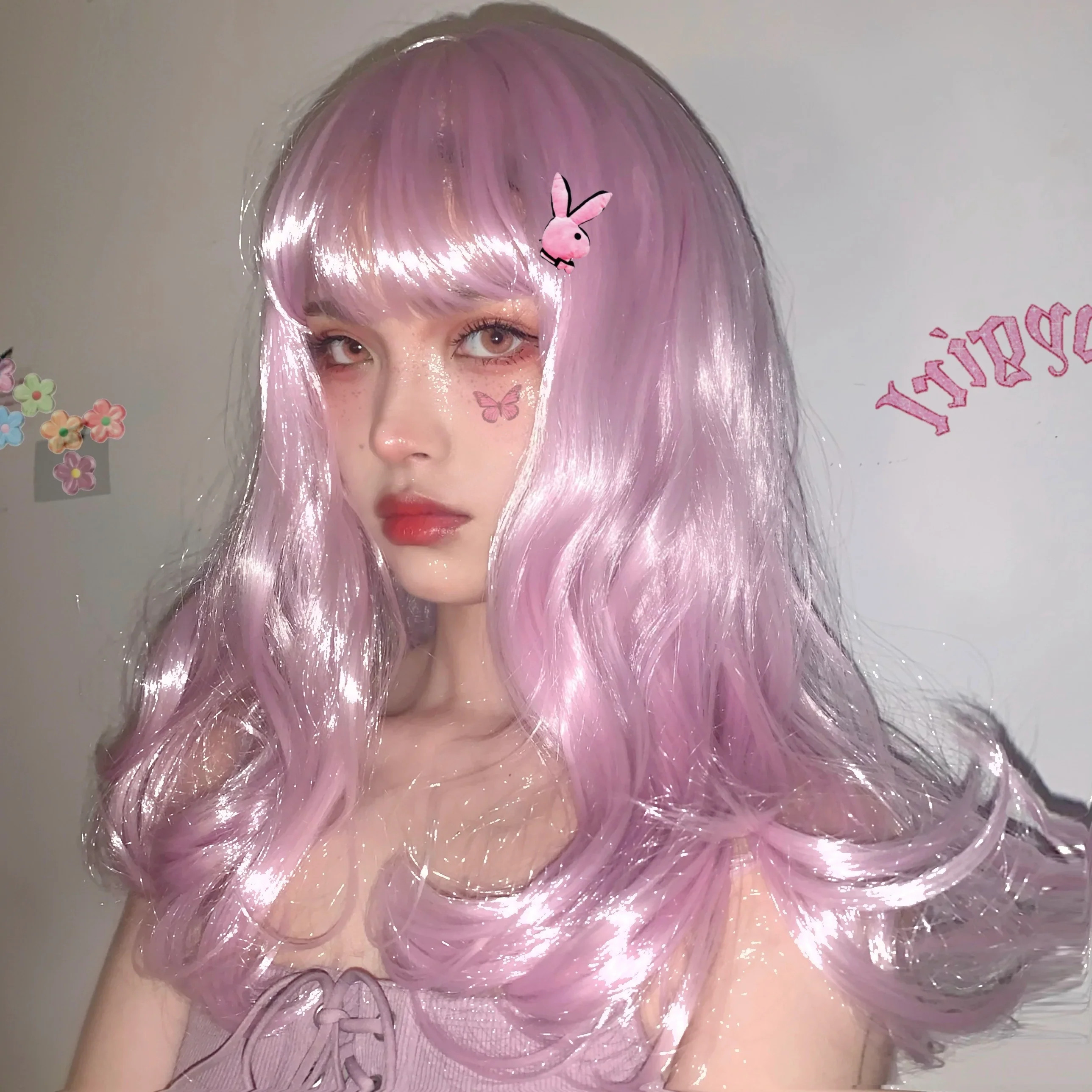 Pink curly hair HA1055 - Image 2
