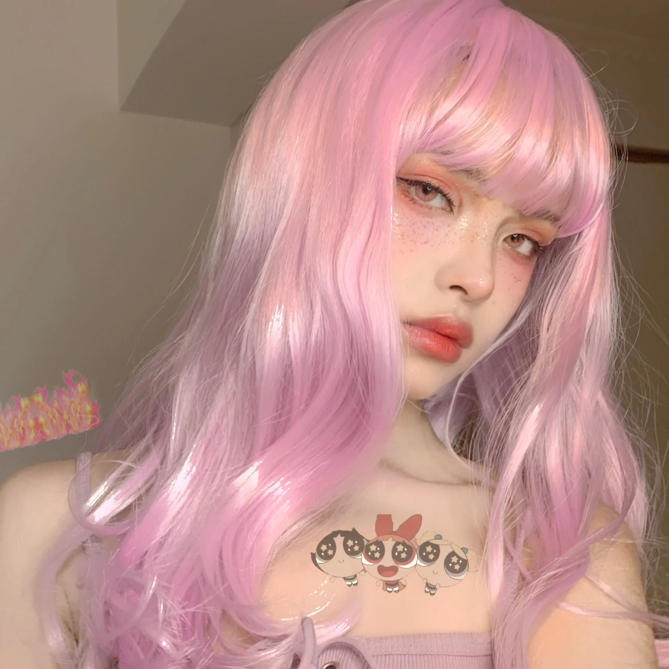 Pink curly hair HA1055 - Image 6