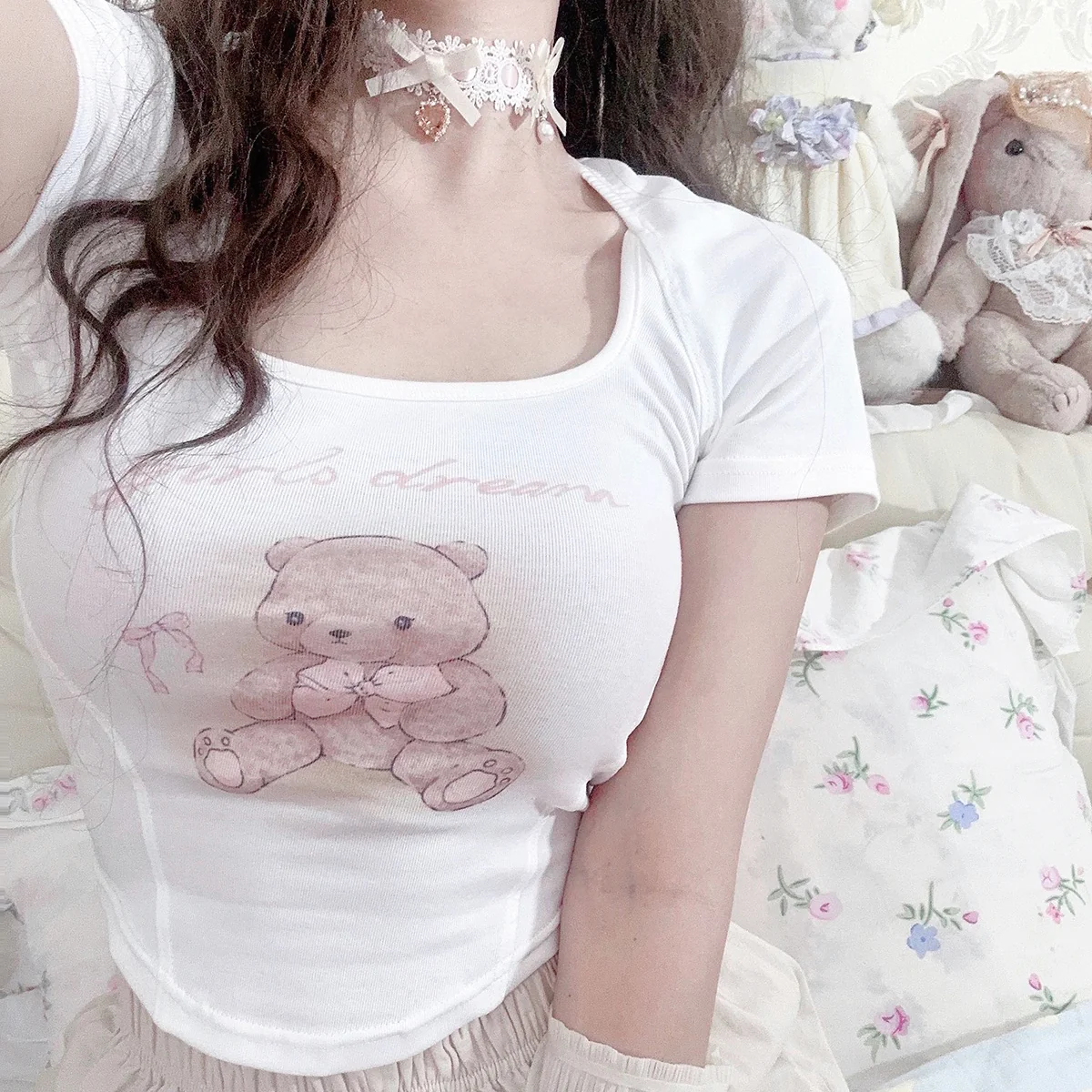 Rabbit bear short sleeve t-shirt suspenders   HA2141 - Image 3