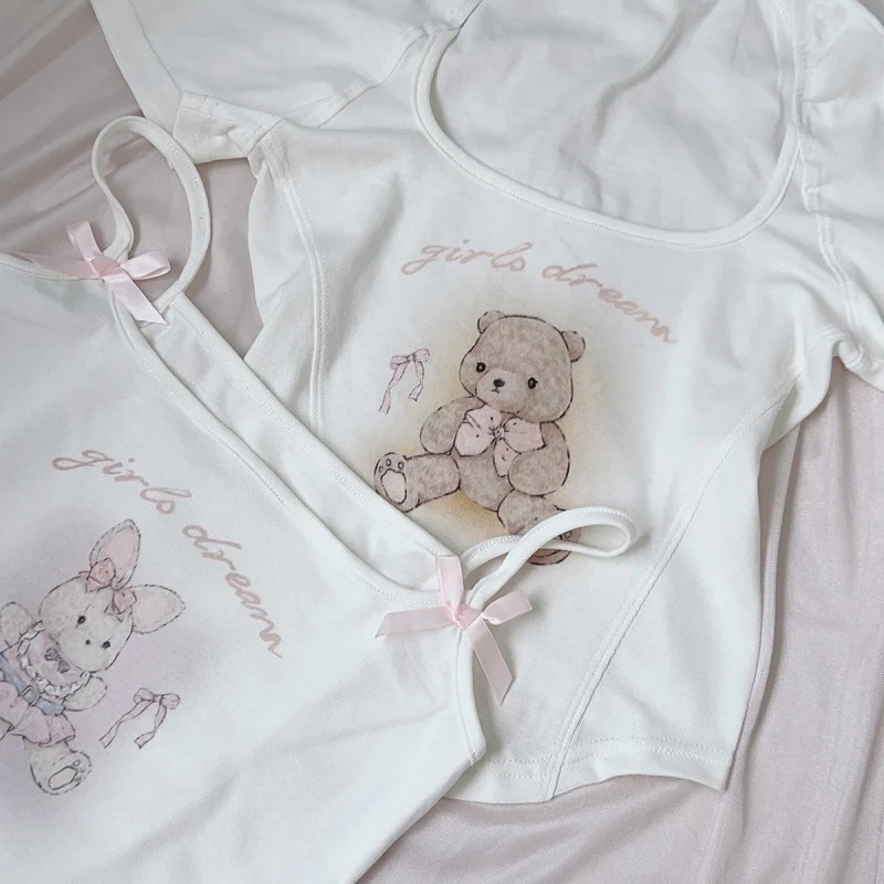 Rabbit bear short sleeve t-shirt suspenders   HA2141 - Image 6