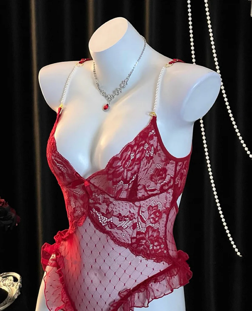Red lace jumpsuit HA3000 - Image 3