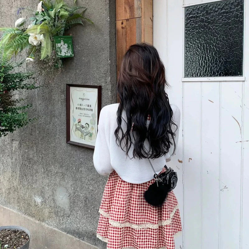 Red Plaid Sling Dress   HA1884 - Image 2