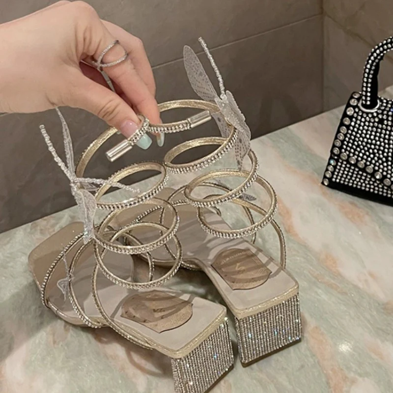 Rhinestone bow wrap pumps  HA1898 - Image 4