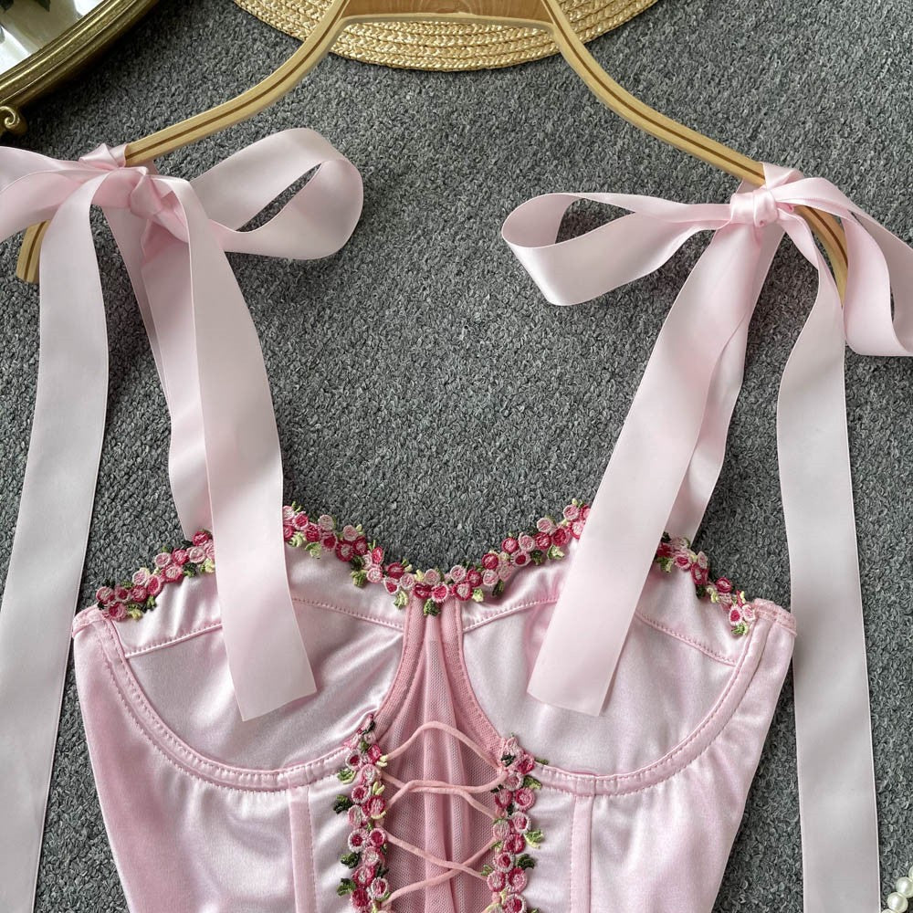 Ribbon hollow tube top suspenders HA1584 - Image 2