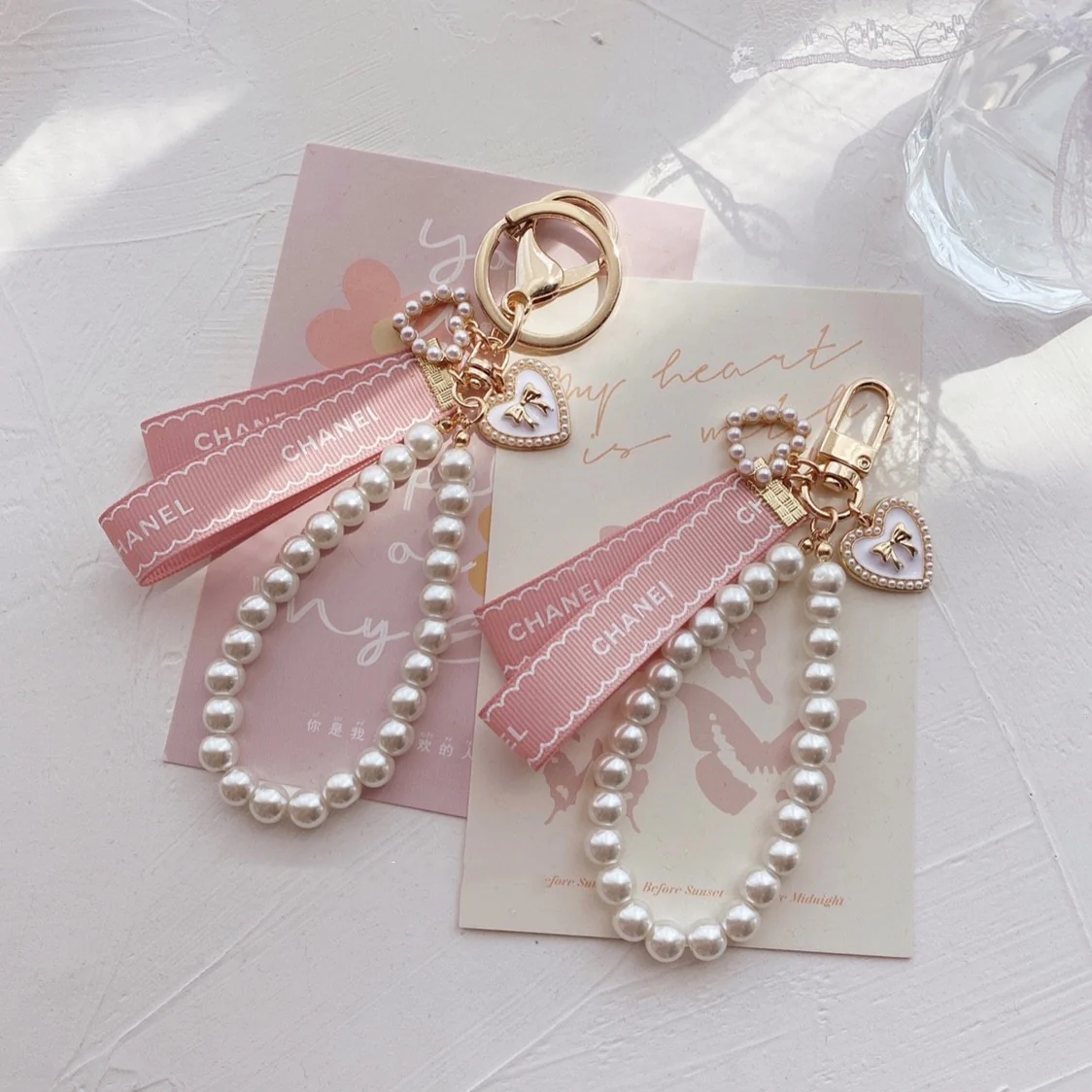 Ribbon Pearl Chain Keyring HA1569