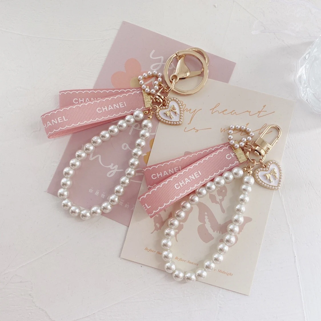 Ribbon Pearl Chain Keyring HA1569 - Image 2
