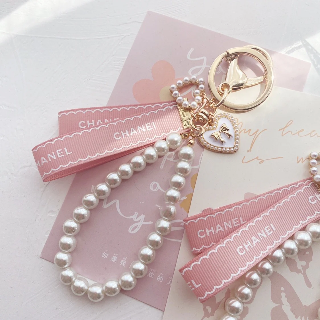 Ribbon Pearl Chain Keyring HA1569 - Image 3