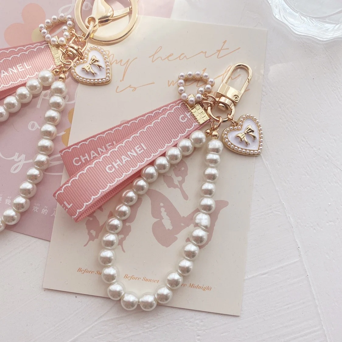 Ribbon Pearl Chain Keyring HA1569 - Image 4