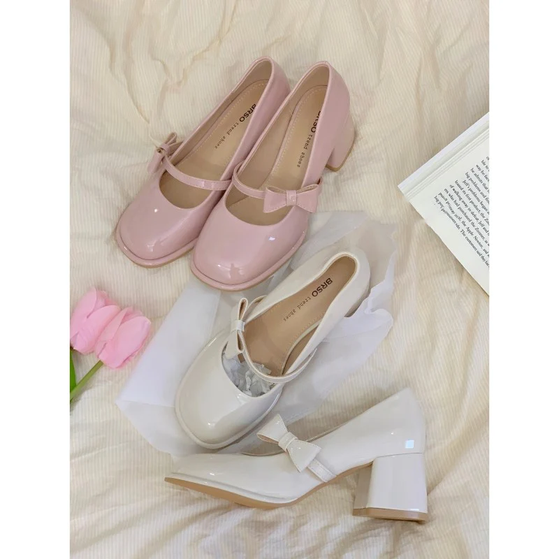 Round toe bow high heels   HA1856 - Image 4