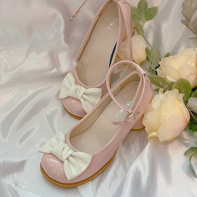 Round toe cute bow mid-heel high heels   HA0867 - Image 3