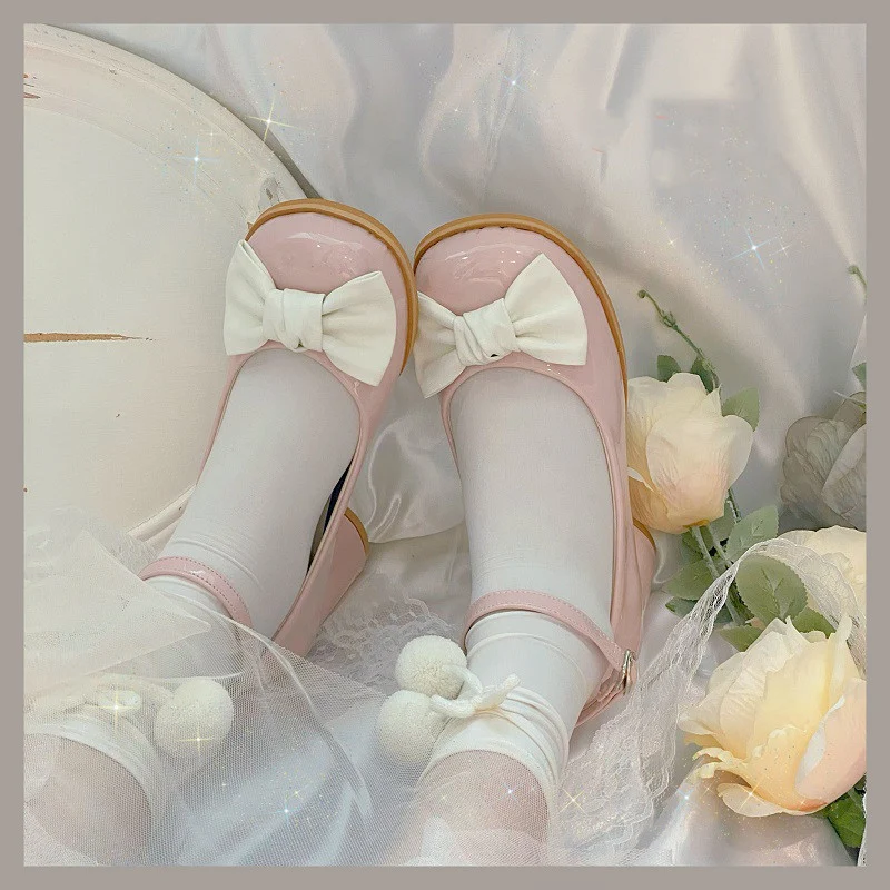 Round toe cute bow mid-heel high heels   HA0867 - Image 6