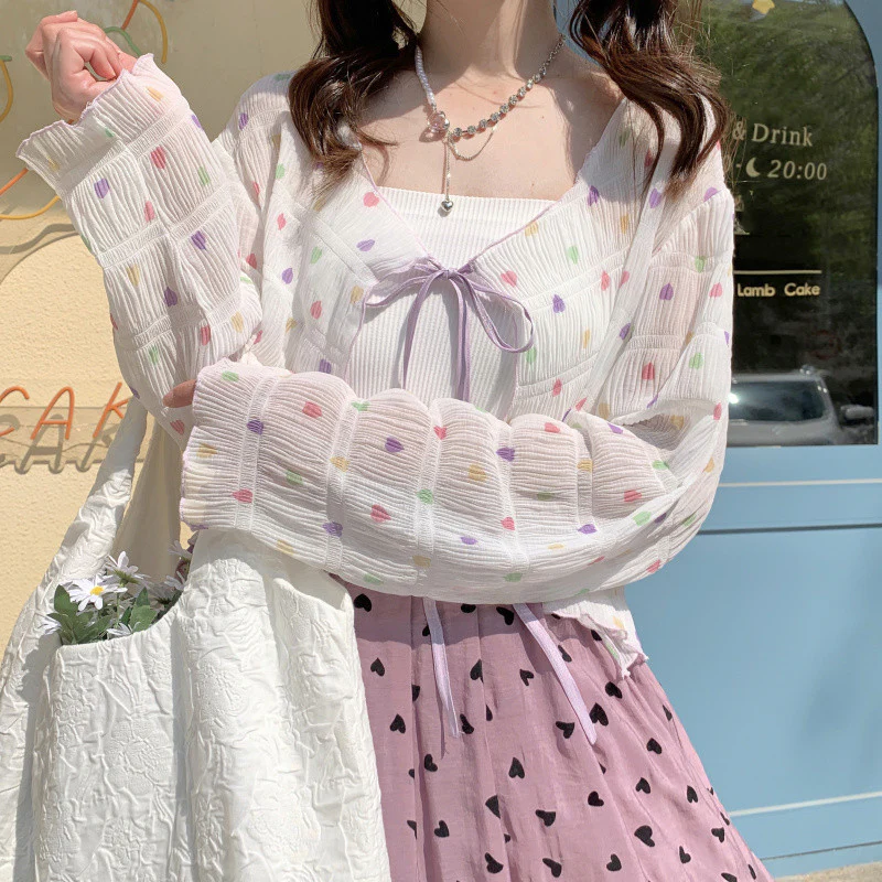 Ruffle-knit long-sleeve lace-up cardigan  HA0820 - Image 3