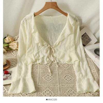 Ruffle Tie Sun Protection Cardigan   HA1786 - Image 6