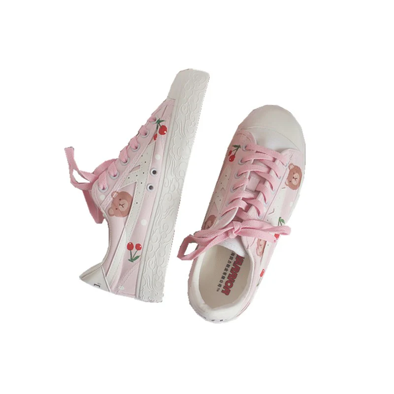 Sakura pink cute bear canvas shoes HA1279 - Image 5