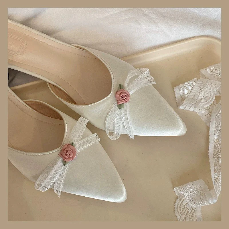 Satin Pointed Toe Low Heel Slides  HA1980 - Image 3