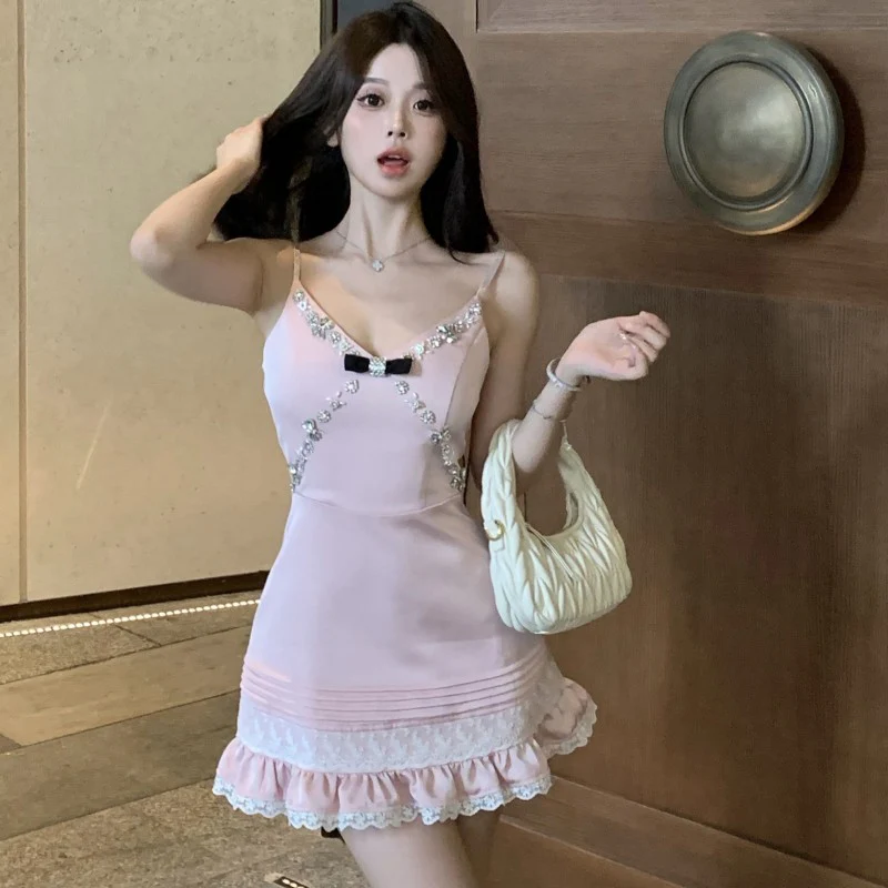 Satin Rhinestone Slip Dress   HA1974 - Image 2