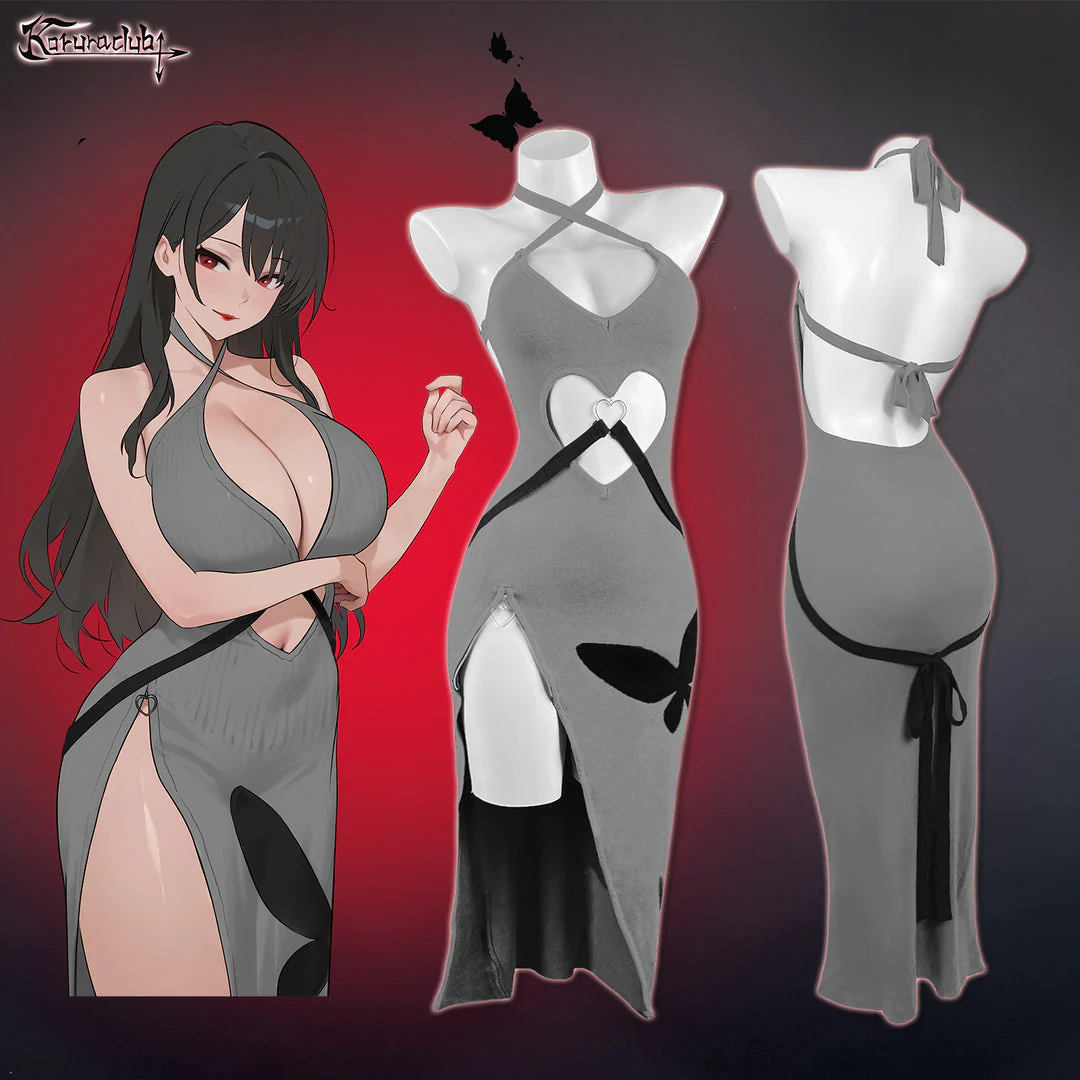 Sexy Red Heart Cutout Dress For Female HA2876 - Image 4