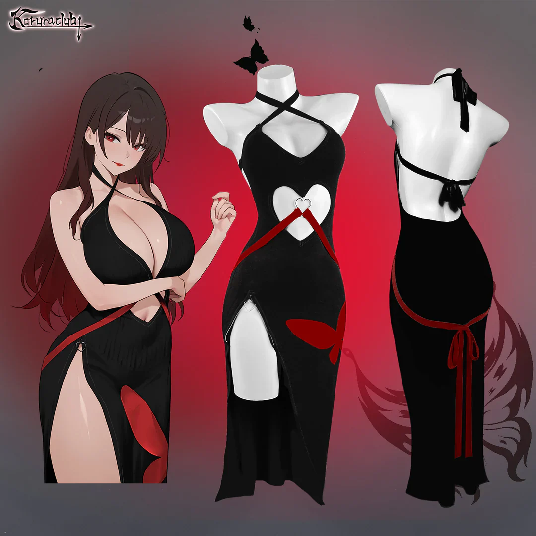 Sexy Red Heart Cutout Dress For Female HA2876 - Image 5