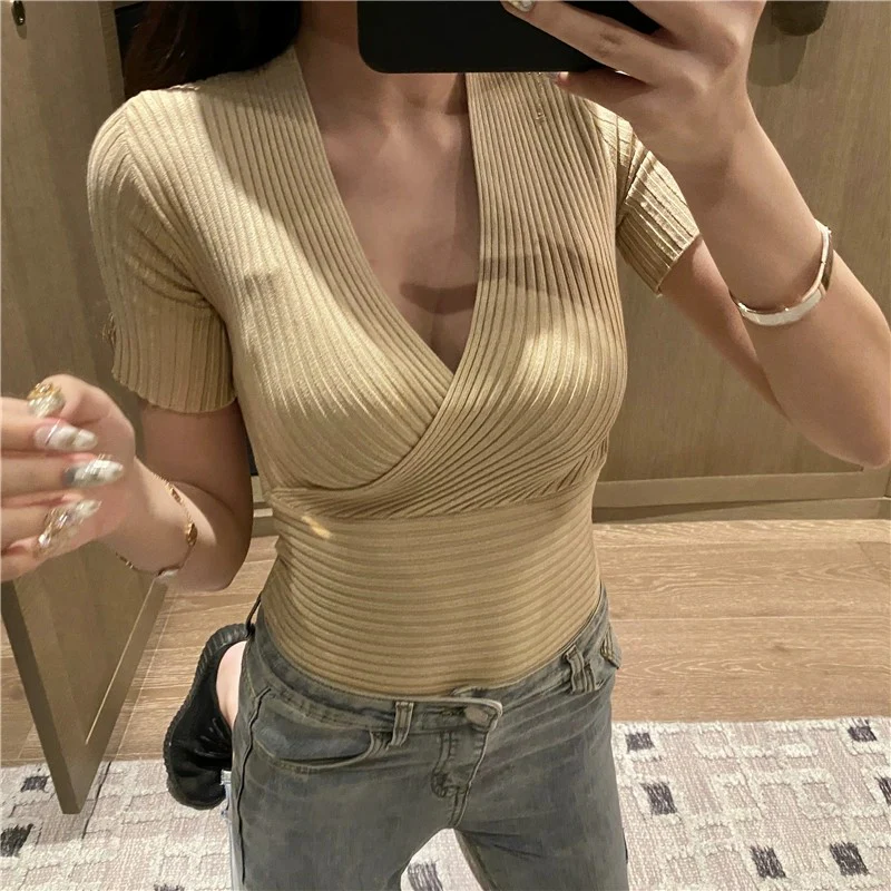 Short-sleeve skinny low-cut tank top   HA1832 - Image 4