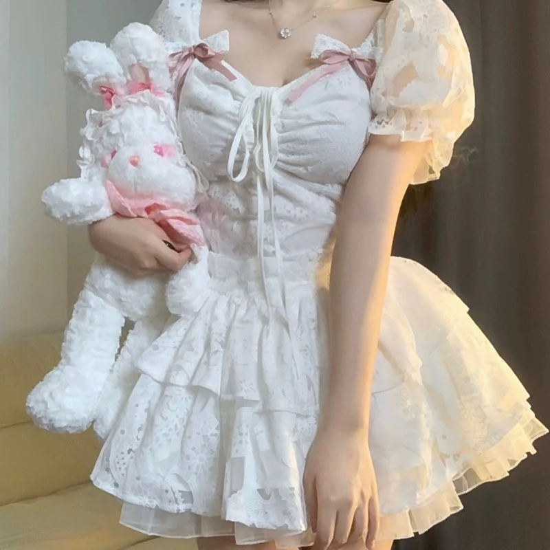 Short Sleeve Sweet Puffy A-Line Dress   HA1992 - Image 5