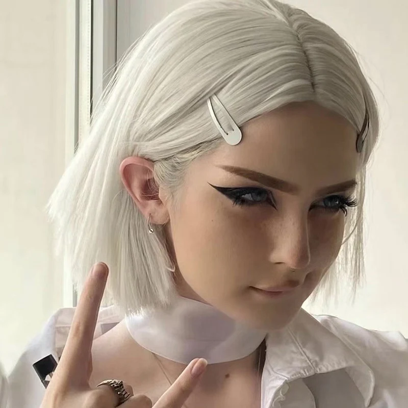 Silver White Cool Short Straight Wig  HA1646 - Image 2