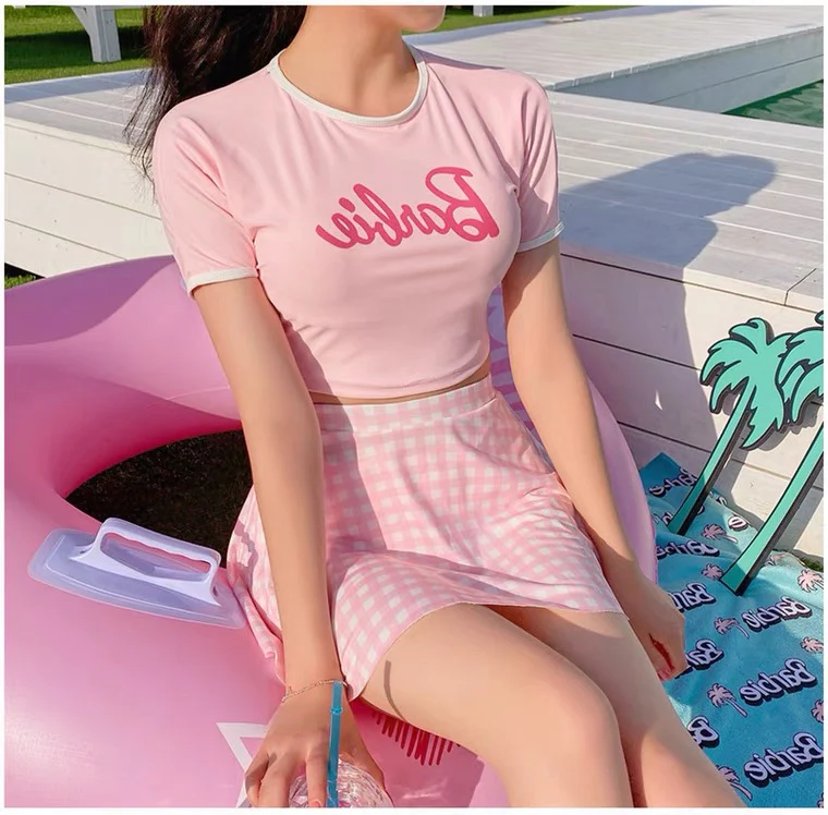 Pink swimsuit three piece set HA0641 - Image 4