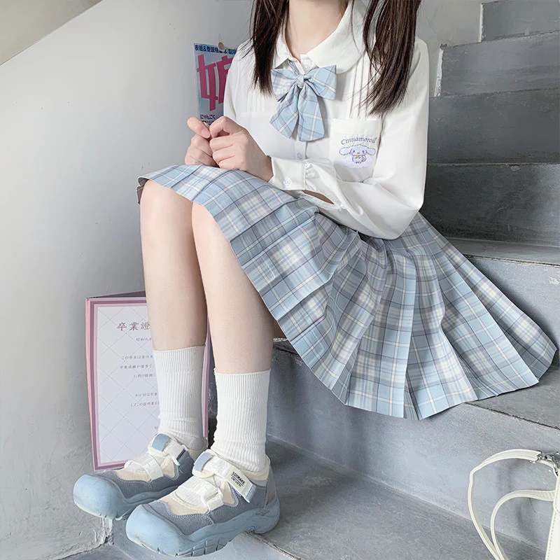 Sky Blue grid skirt   HA0737 - Image 2